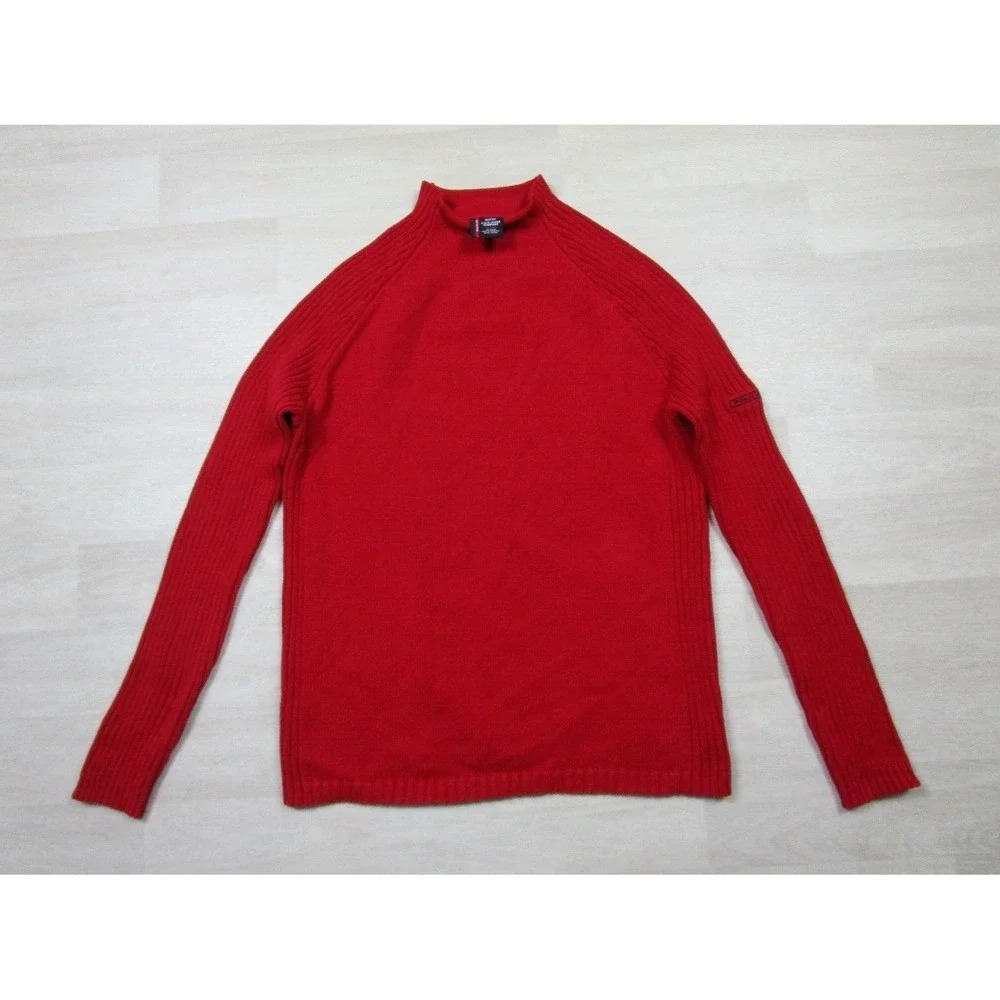 Vintage Polo Jeans Company by Ralph Lauren Men's Red Mock Neck Sweater Tight Arm
